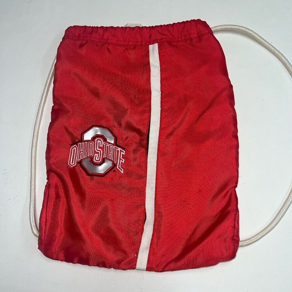 Ohio State Drawstring Bag Backpack Gym Cinch Sack Red White Athletic OSU